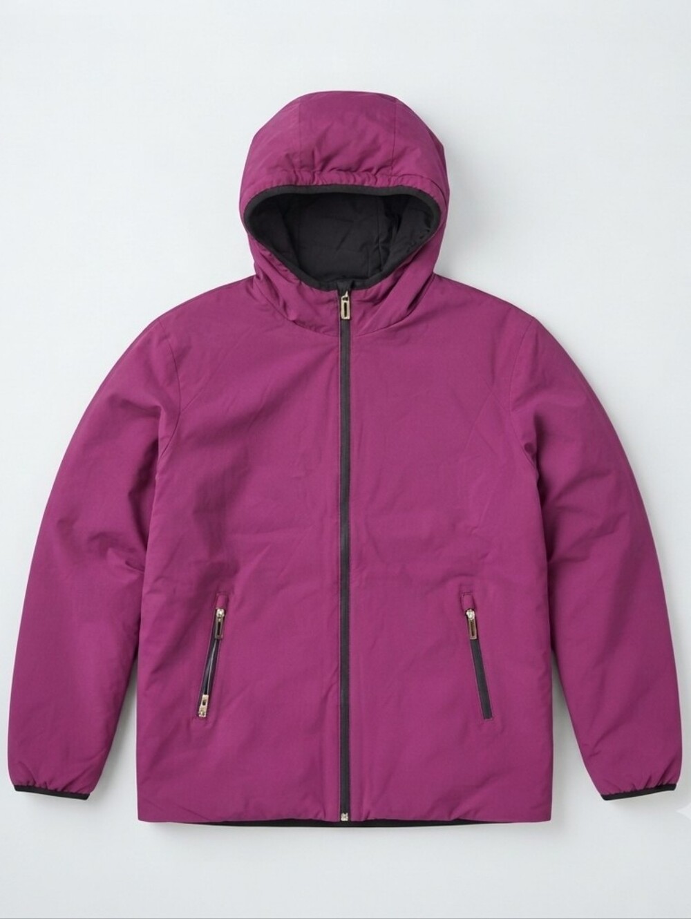 Laurier & Co Reversible Hooded Puffer Jacket Size L Magenta Purple Black Winter